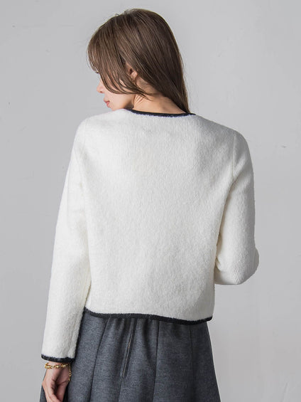 【WEB限定】バイカラーニットジャケット