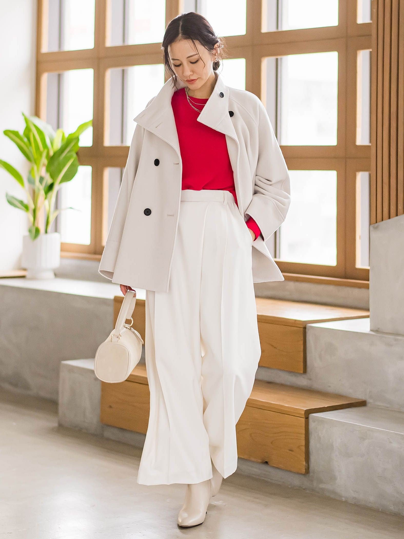 ソフィーツイルストレッチワイドパンツ ≪洗える≫