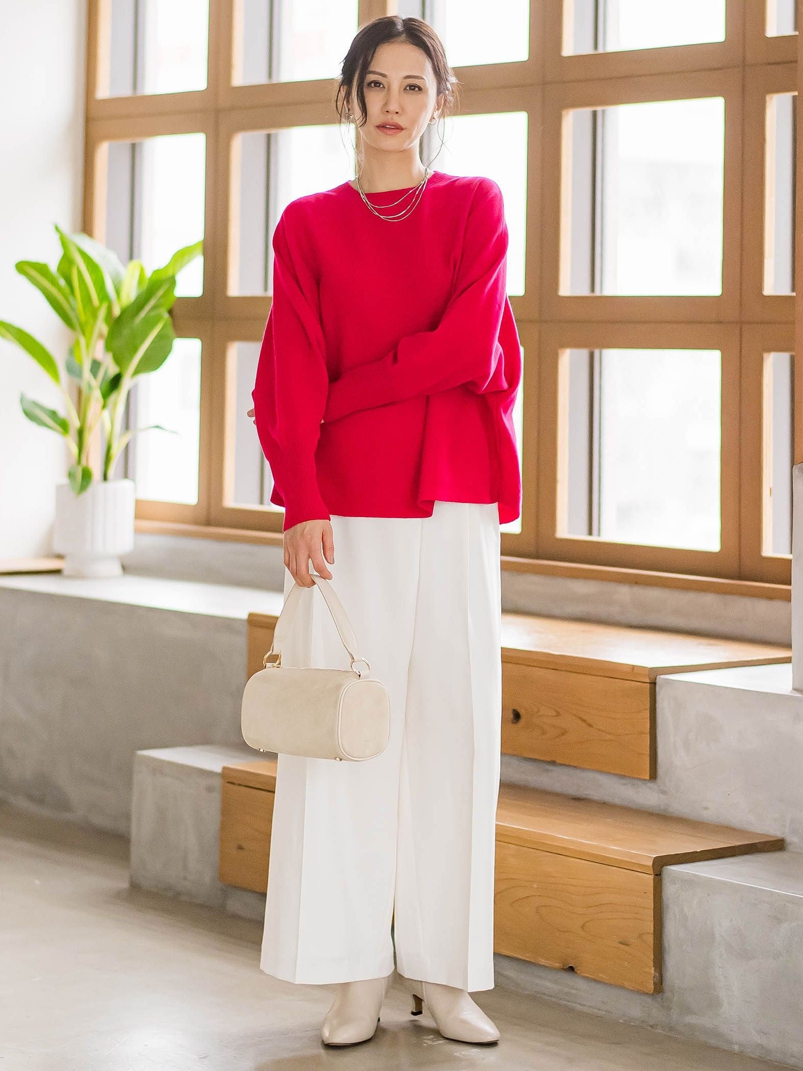 ソフィーツイルストレッチワイドパンツ ≪洗える≫