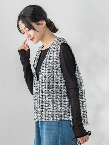 ミックスツィードベスト≪洗濯機で洗える≫