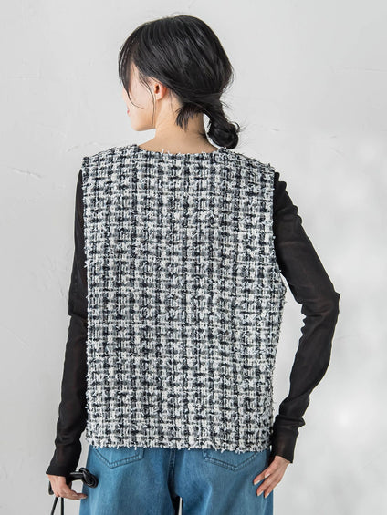 ミックスツィードベスト≪洗濯機で洗える≫