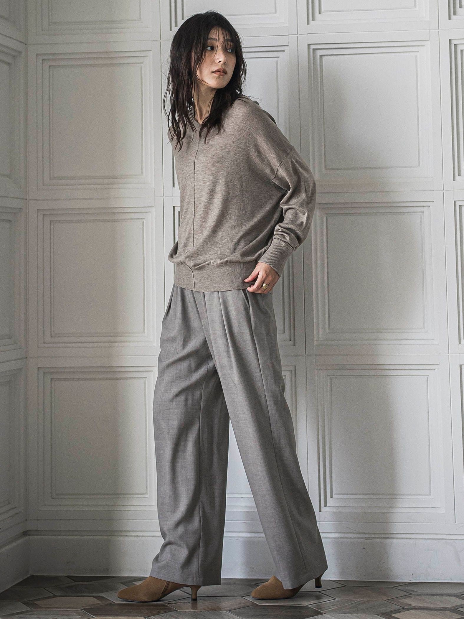 シルクカシミヤVネックコクーンニットプルオーバー≪手洗い可能≫