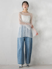 チュールドットチュニックプルオーバー≪洗濯機で洗える≫