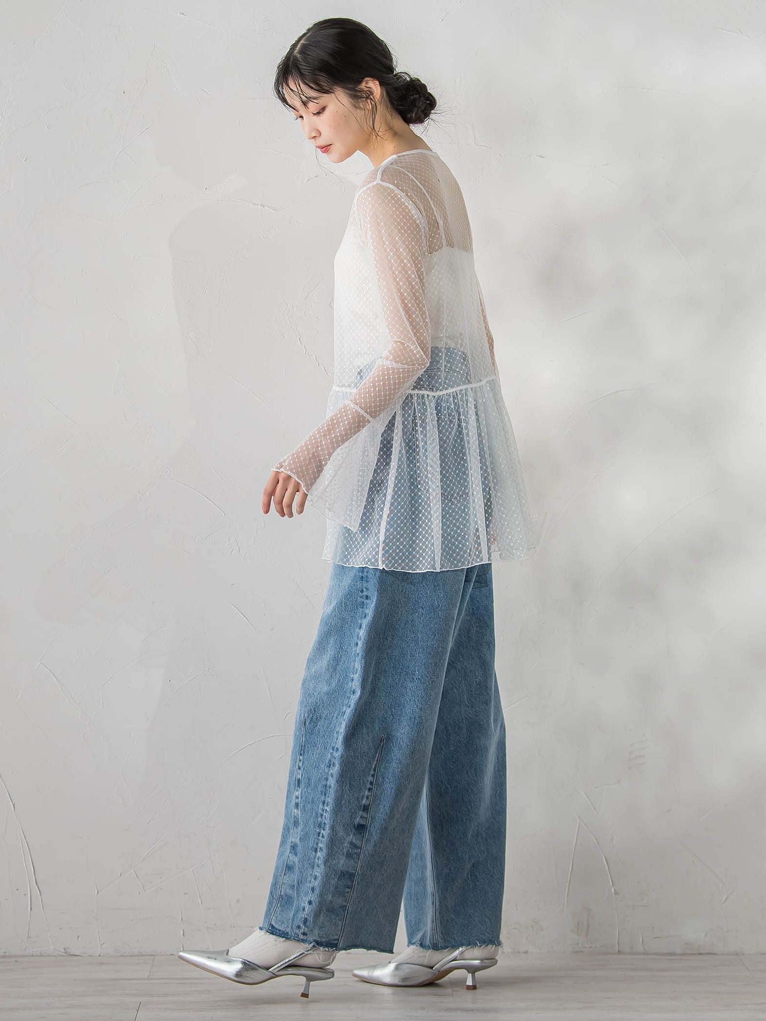 チュールドットチュニックプルオーバー≪洗濯機で洗える≫