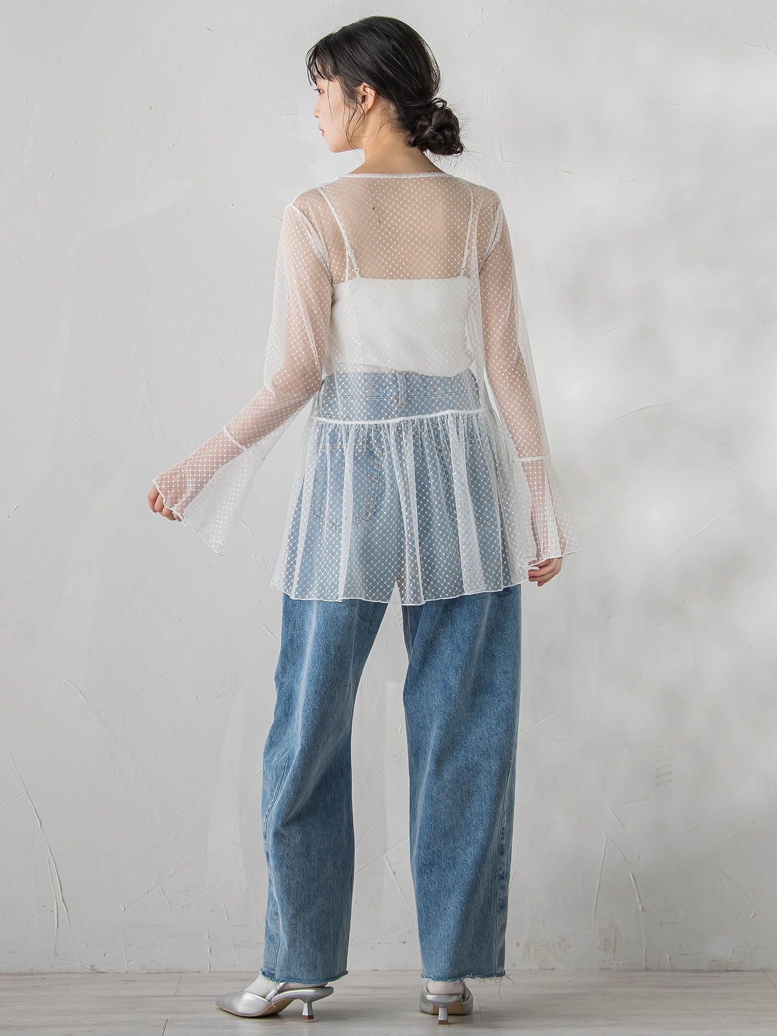 チュールドットチュニックプルオーバー≪洗濯機で洗える≫