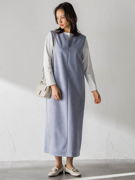 【WEB限定】フェイクスエードワンピース≪洗える≫