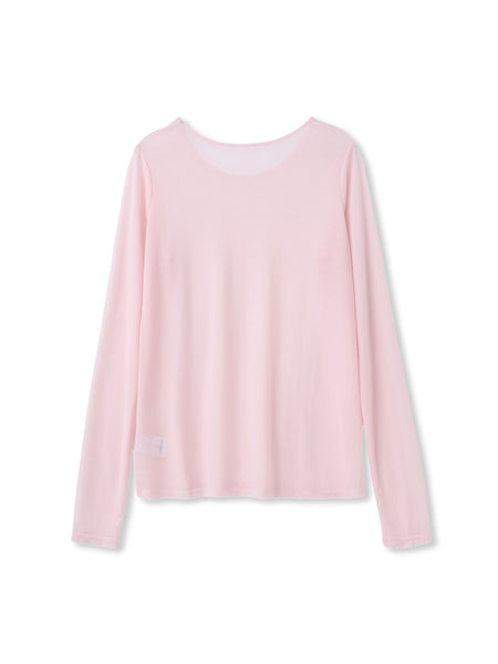 シアーフライス×チュールレイヤードプルオーバー