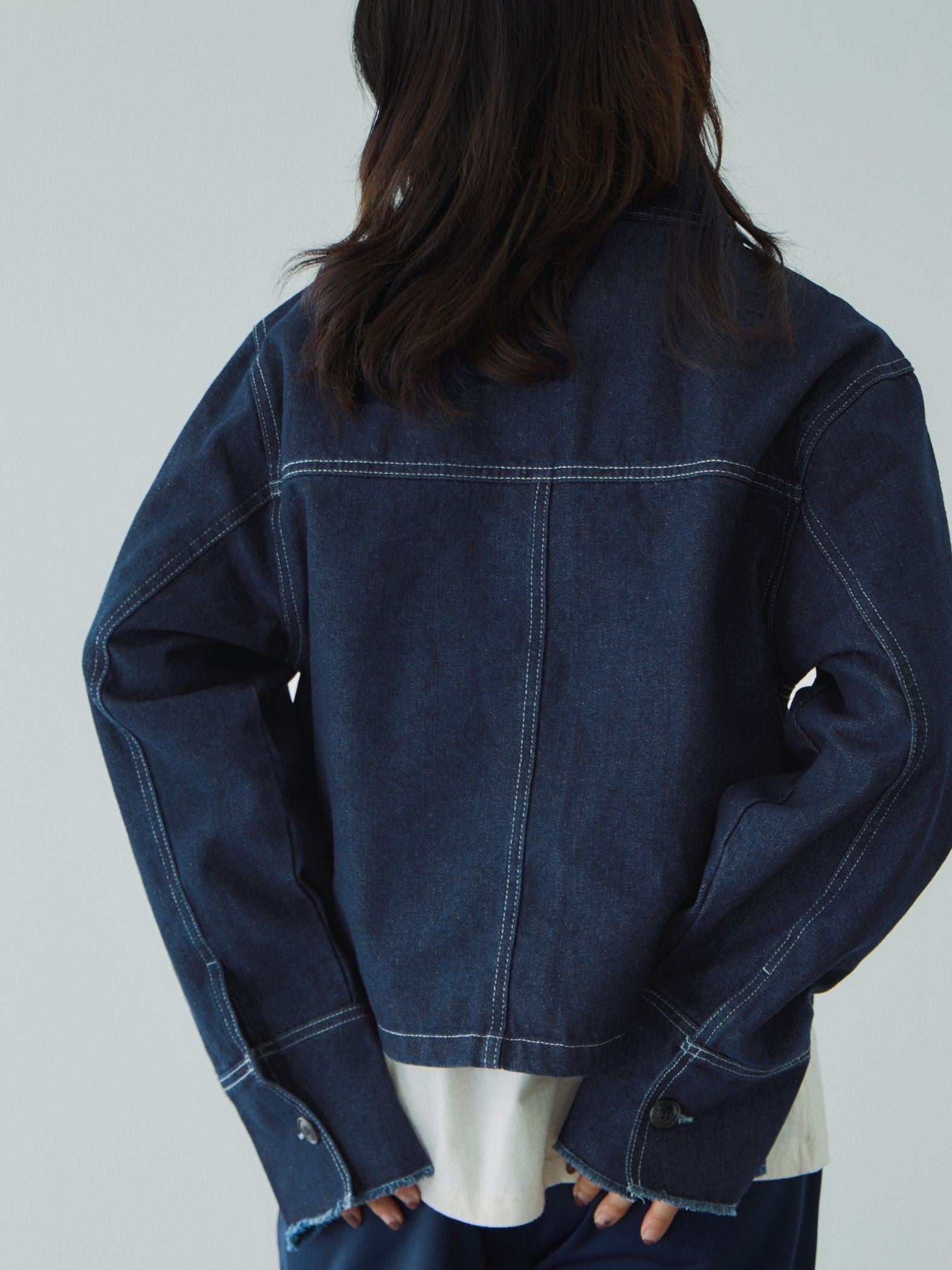 フラップポケットショートデニムブルゾン≪手洗い可能≫