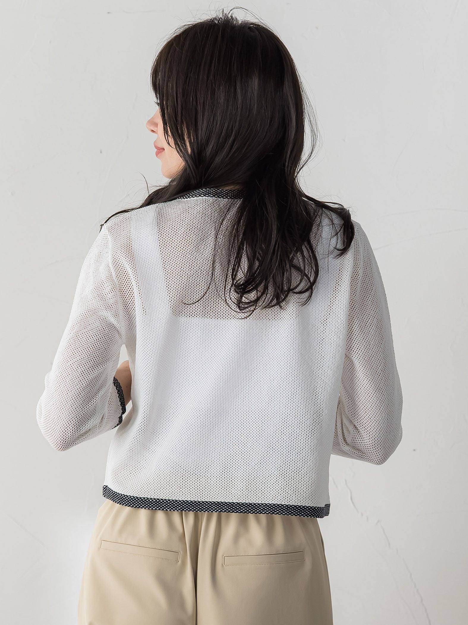 メッシュスパンコールニットカーディガン