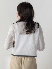 メッシュスパンコールニットカーディガン