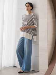 【大きいサイズ】ドレープシルクデニムパンツ