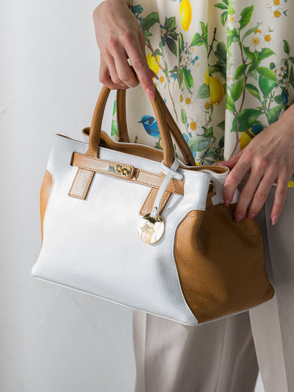 【BEVINI】 レザーコンビトートバッグ