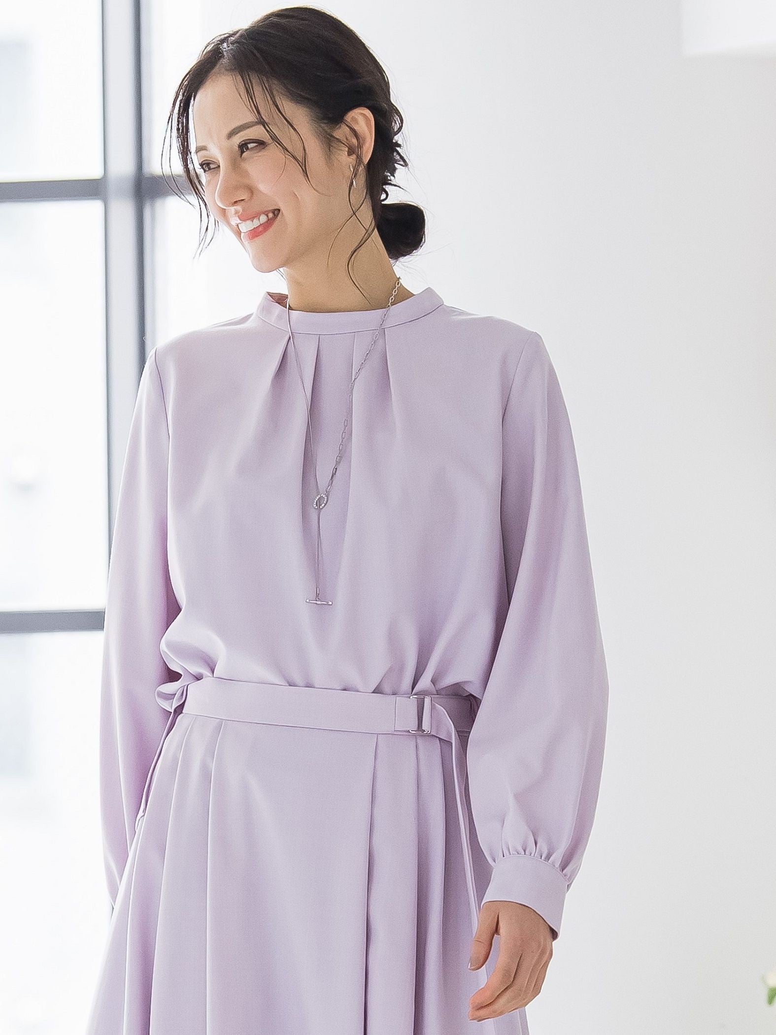 ウールブレンドストレッチブラウス≪セットアップ対応/手洗い可能≫