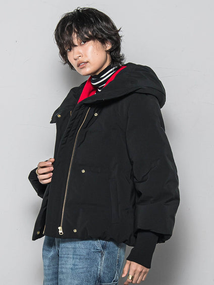 袖口リブシームレスダウンジャケット