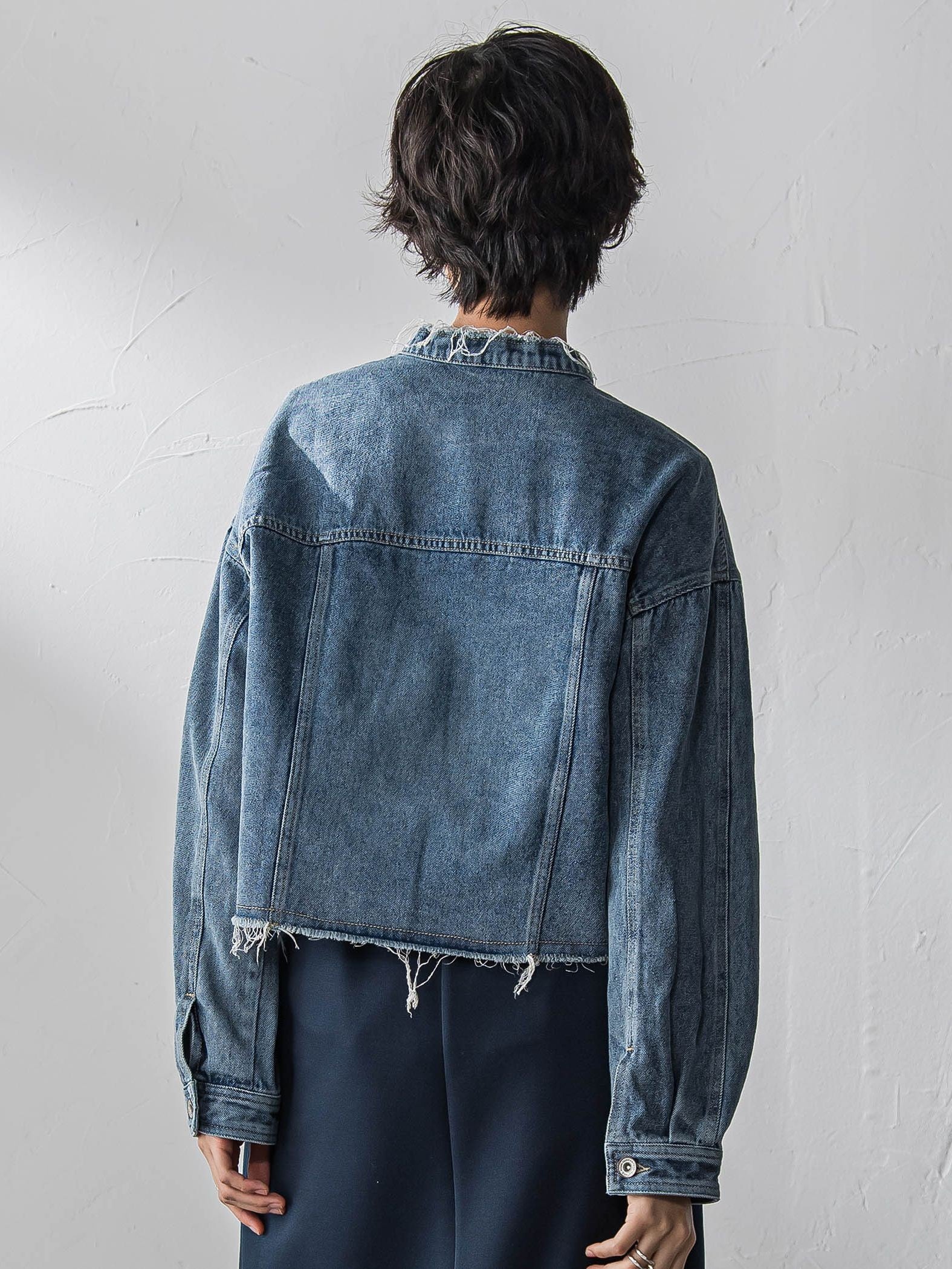 デニムショートジャケット≪洗濯機で洗える≫