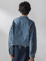 デニムショートジャケット≪洗濯機で洗える≫