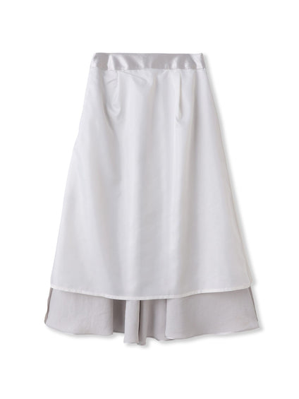 サテンフレアースカート