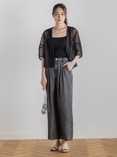 バイオシルクパウダー加工ワイドパンツ≪洗濯機で洗える≫