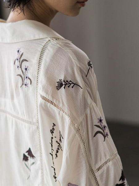【40周年限定】パッチワーク刺繍オープンカラーシャツ