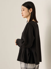 カットジョーゼットウエストタックブラウス≪手洗い可能≫