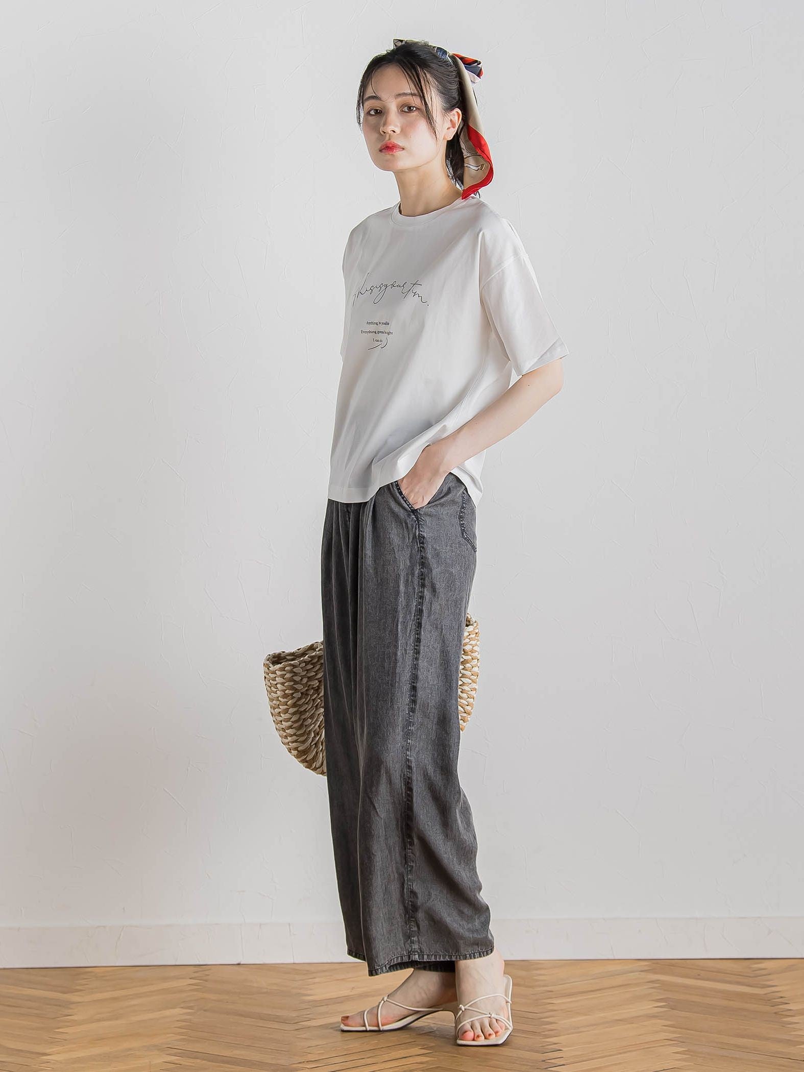 バイオシルクパウダー加工ワイドパンツ≪洗濯機で洗える≫