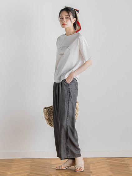 バイオシルクパウダー加工ワイドパンツ≪洗濯機で洗える≫
