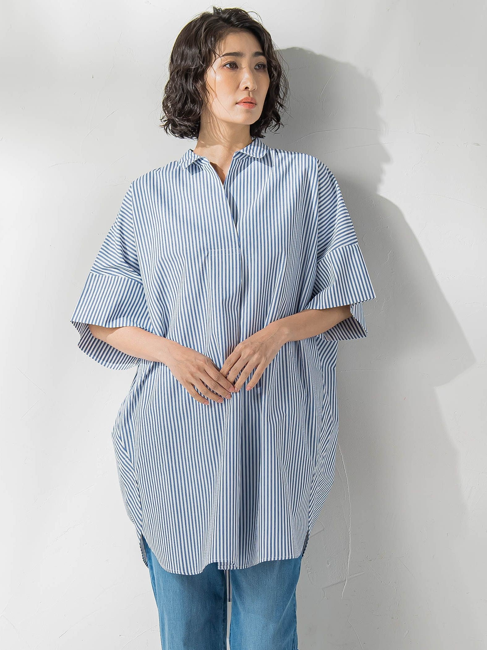 【WEB限定】チュニックシャツ≪手洗い可能≫