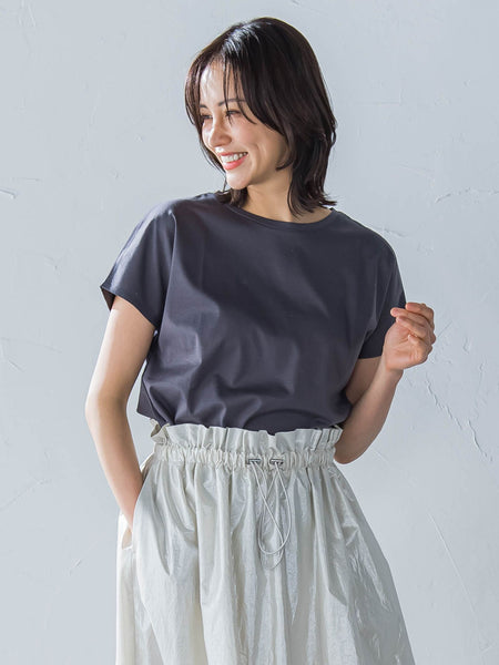 【WEB限定】【3サイズ】スムースコットンラウンドヘムカットソー≪洗える/接触冷感≫