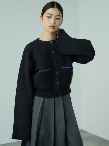 アルパカタッチダブルフェイスニットカーディガン≪手洗い可能≫