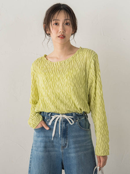 【WEB限定】フリルジャガードクルーネックプルオーバー