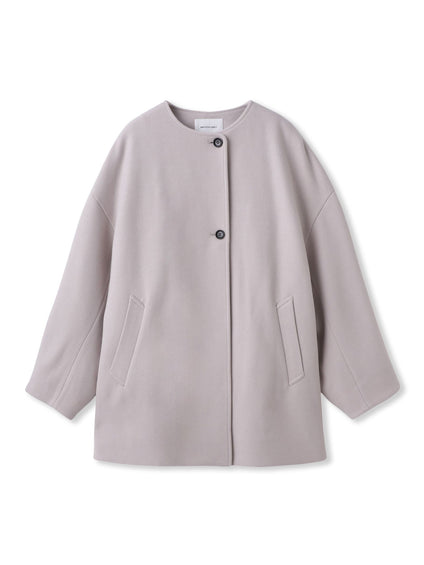 ライトジャージメルトンノーカラーミドルコート