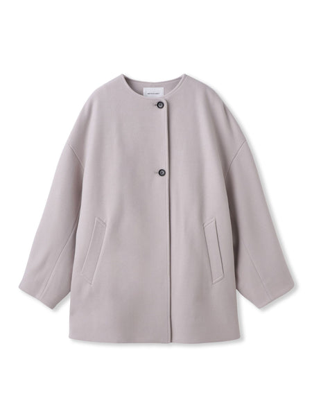 ライトジャージメルトンノーカラーミドルコート