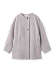 ライトジャージメルトンノーカラーミドルコート