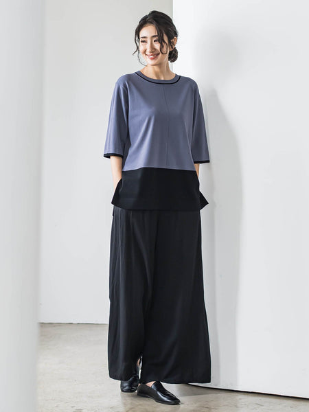 【大きいサイズ】Tシャツ風ニットプルオーバー≪手洗い可能≫