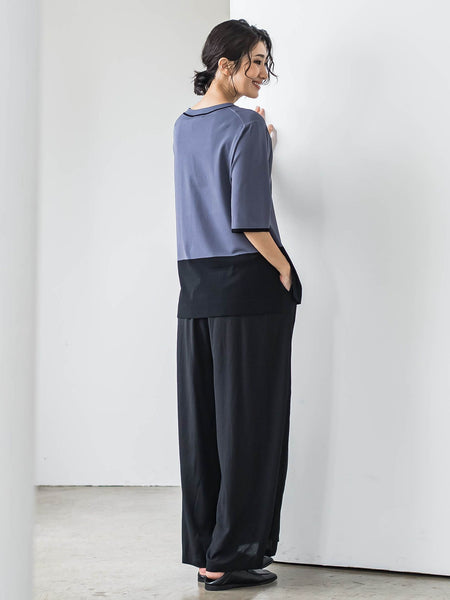 【大きいサイズ】Tシャツ風ニットプルオーバー≪手洗い可能≫