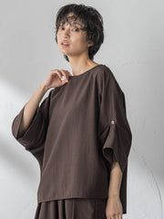 【一瞬で楽とキレイを叶える】タンブラーブッチャーロールアップブラウス≪セットアップ対応≫