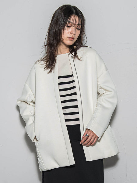 モスダンボール×中綿キルティングノーカラーコート≪手洗い可能≫