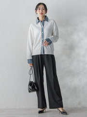 デニムドッキングニットカーディガン≪手洗い可能≫