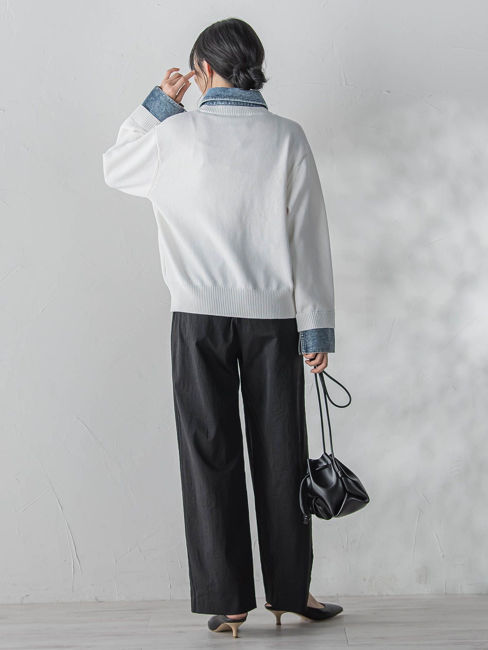 デニムドッキングニットカーディガン≪手洗い可能≫