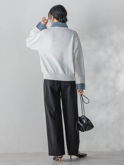 デニムドッキングニットカーディガン≪手洗い可能≫