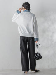 デニムドッキングニットカーディガン≪手洗い可能≫