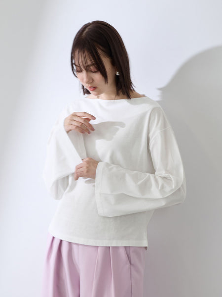 ハイゲージ天竺ボートネックプルオーバー