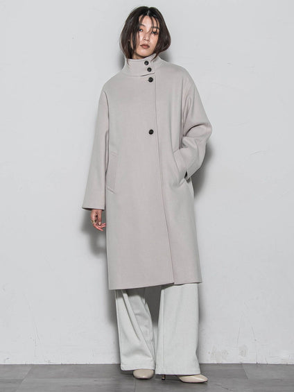 ライトジャージメルトンスタンドカラーロングコート