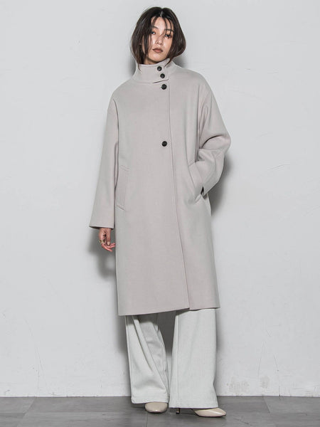 ライトジャージメルトンスタンドカラーロングコート