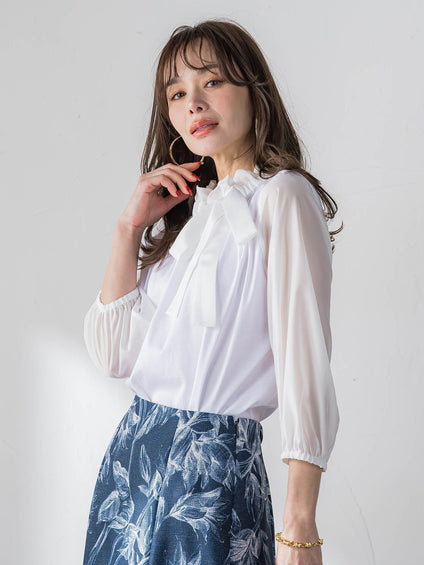 サイドリボンカットソー