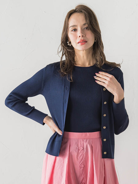 LUCINDAリブニットVカーディガン