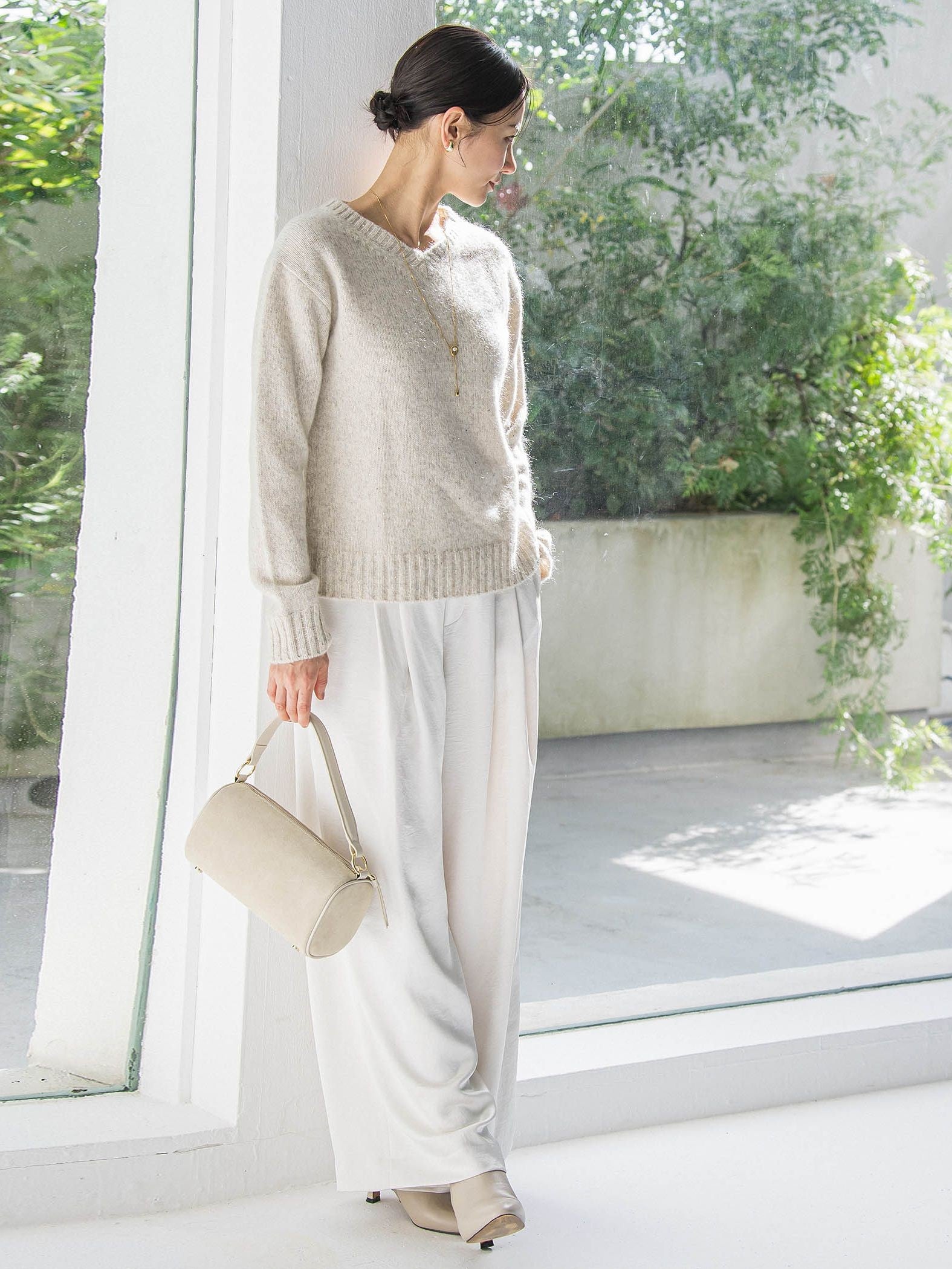 スパンコールラメVネックニット≪洗える≫