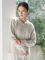 スパンコールラメVネックニット≪洗える≫