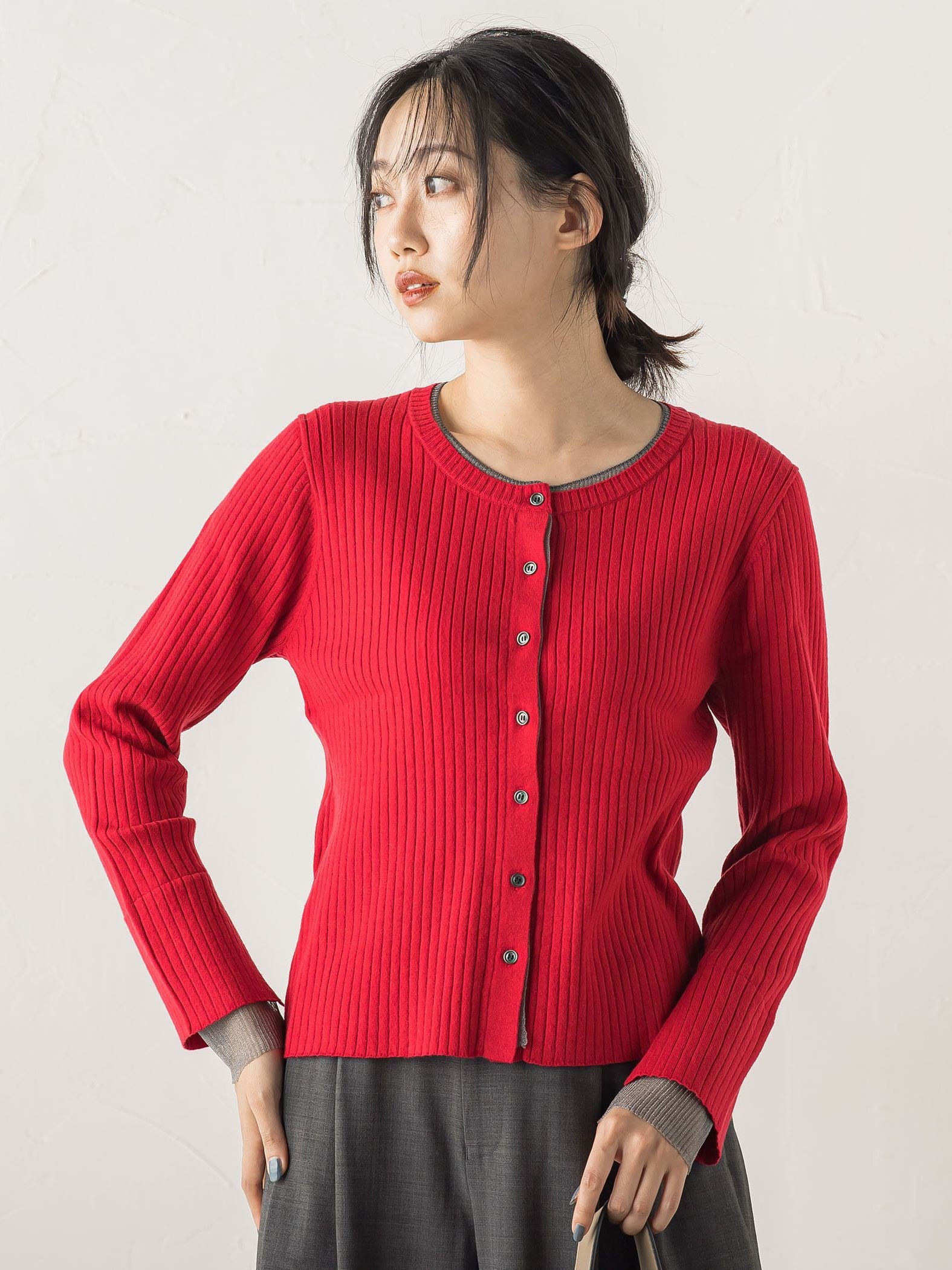 シアー切替えRIBニット≪手洗い可能≫