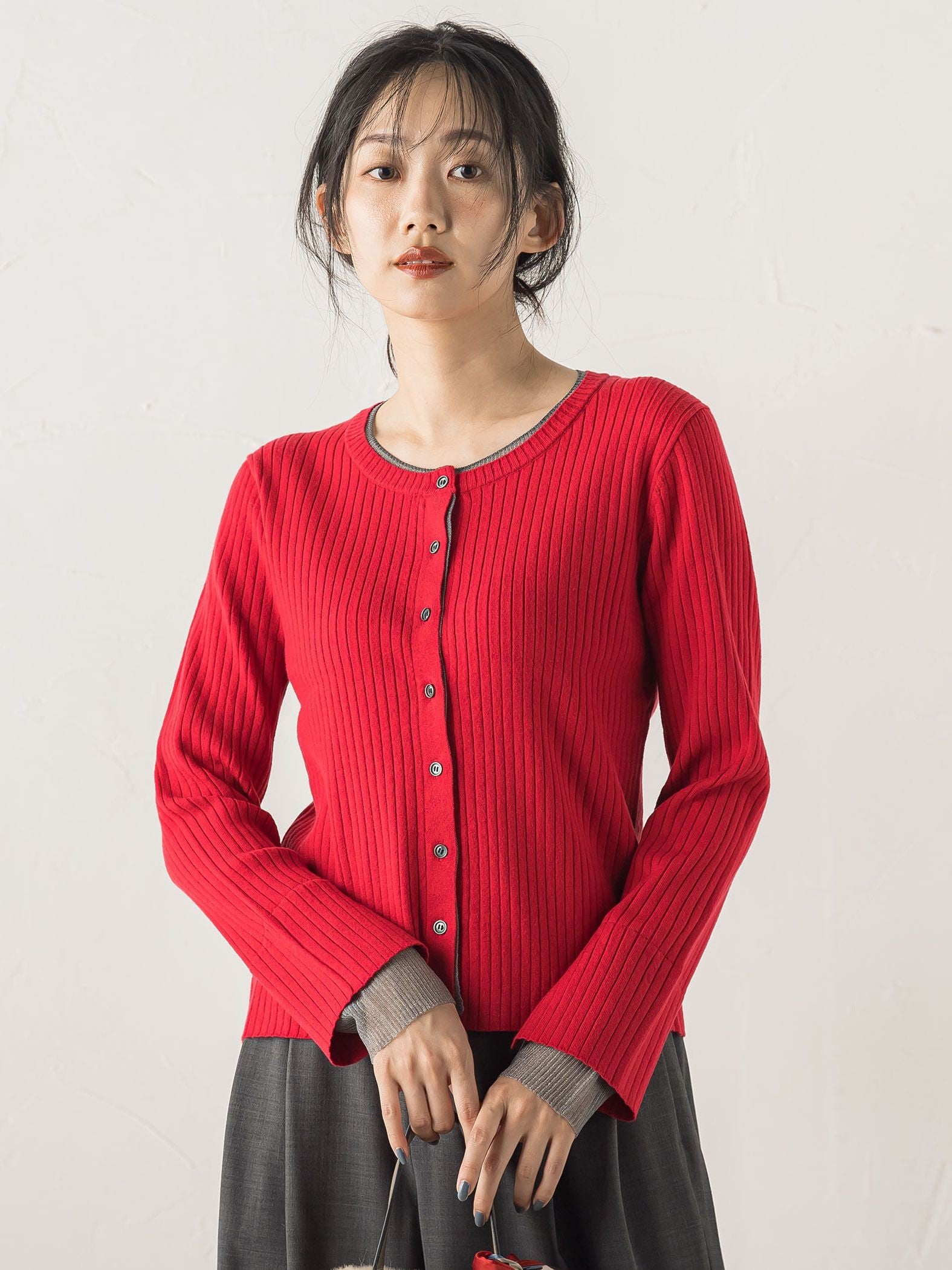 シアー切替えRIBニット≪手洗い可能≫